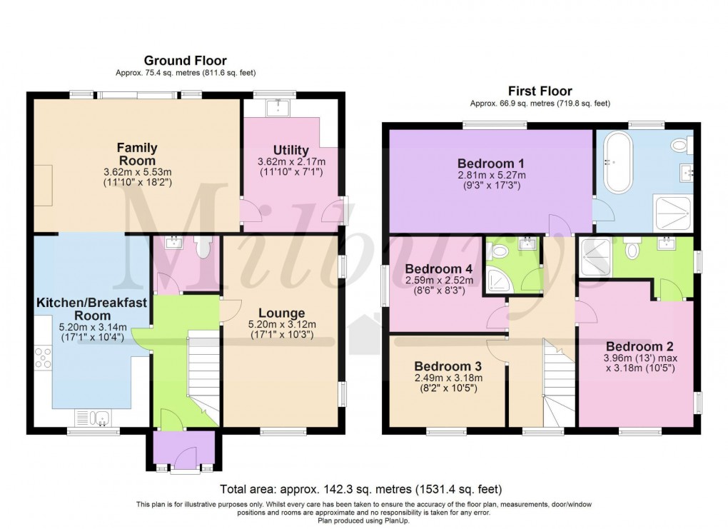 Floorplan for Wickham Close, Chipping Sodbury, South Gloucestershire