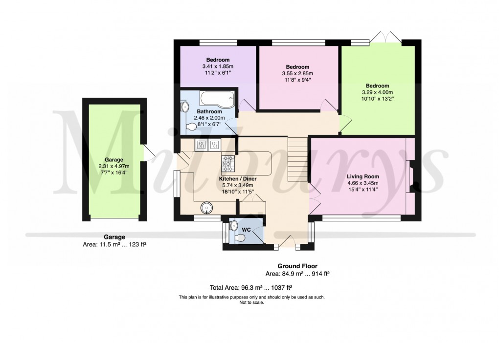 Floorplan for Elm Close, Chipping Sodbury, South Gloucestershire